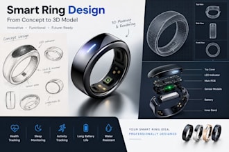 design a modern smart ring for your wearable tech brand