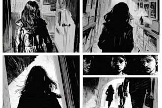 create professional noir and horror comic illustrations