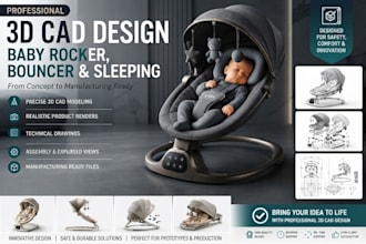 design electric 3d cad baby rocker, bouncer sleeping