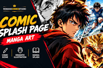create comic splash page, manga splash, dramatic illustration, comic scene