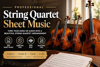 create custom string quartet sheet music from your song or audio for performance