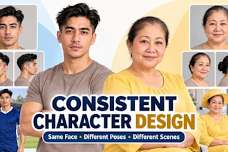 create consistent realistic characters for different poses and scenes
