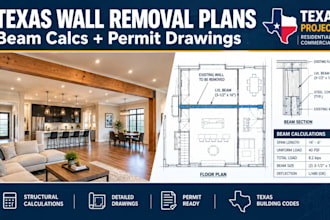 design texas load bearing wall removal plans and beam calculations