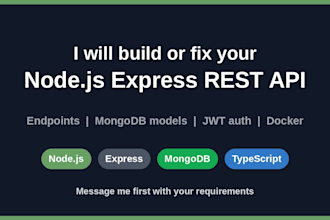 build or fix a nodejs express rest API with mongodb