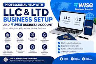 assist with llc ltd formation and wise business setup