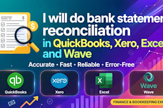 do bookkeeping,bank statement reconcilation,income statement and balance sheet