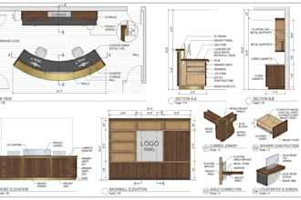 do detailed millwork, curtain, cabinetry, joinery and furniture shop drawings