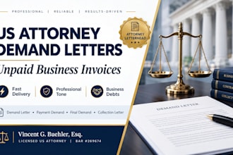 write a professional final pre litigation demand for unpaid invoices US attorney