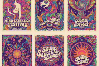 create professional psychedelic poster designs