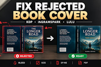 fix, resize and format rejected book covers for KDP, ingramspark and lulu