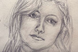 create a hand drawn pencil portrait