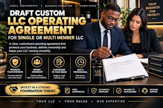 draft custom llc operating agreement for single or multi member llc