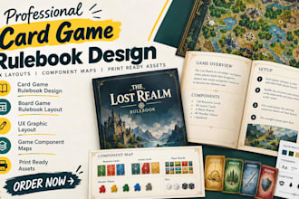 design card game rulebooks UX layouts component maps and print ready assets