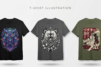 create custom t shirt illustration, graphic tee and apparel design for any brand