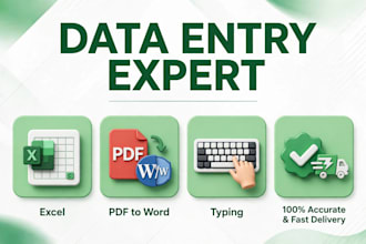 do data entry excel data entry typing work and PDF to word conversion
