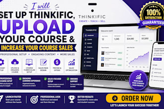 setup thinkific account upload course increase thinkific online course sales