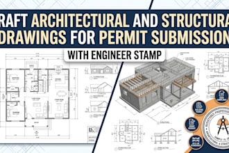 draft architectural and structural drawings for permit submission engineer stamp