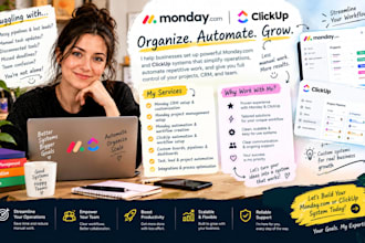 setup monday CRM or project management, monday automation, clickup automation