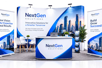 create or redesign trade show booth, exhibition booth and rollup banner graphics