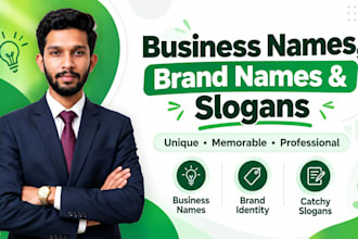 create business name ideas, brand name for business and slogan