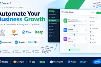 setup nimble, liveagent, clio, keap, marketing 360, any do, bitrix24 CRM