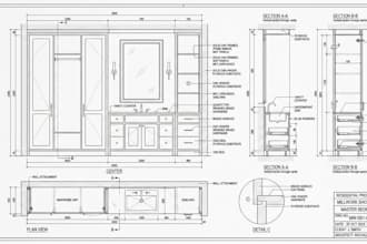 millwork, cabinetry, wardrobe, vanity, furniture shop drawings for fabrication