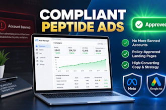 setup peptide marketing, facebook ads, peptide SEO, google ads for peptide