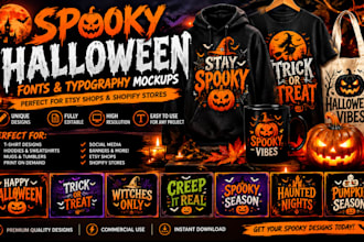 design a spooky halloween flyer, poster, party banner and event graphic