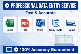 do data entry,copy paste,pdf to excel data, english to odia