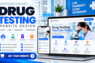 design drug testing website for clinics and labs pharmacy veterinary medical lab