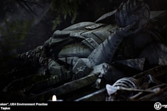 build unreal engine 5 game environment, level design and UI
