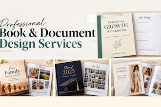 create a workbook, journal or memory book interior and layout design