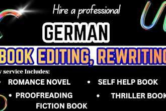 proofread rewrite edit fiction  romance thriller christian modern german book