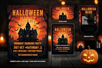 halloween event flyer spooky flyer party poster instagram print business story
