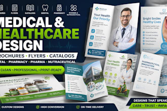 design medical brochure, healthcare flyer, dental flyer and medical catalogs