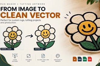 convert custom rug and tufting artwork into clean production ready vector files