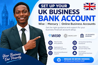 assist with UK bank, wise and business account setup