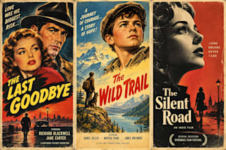 design a 1950s vintage movie poster for indie films and film festivals