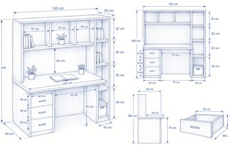 detailed furniture shop drawings for fabrication, millwork and manufacturing