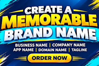 create catchy business name, brand identity, company name, domain name, app name