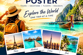 design stunning travel poster, tourism flyer, vacation and tour poster