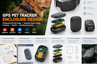design a gps pet tracker enclosure in detailed cad