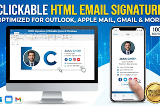 design a clickable HTML email signature for apple mail, outlook, and gmail