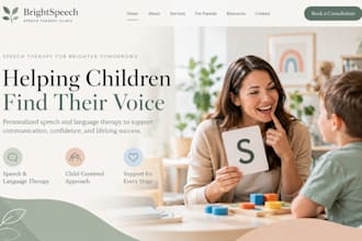 design squarespace speech therapy website clinic consultation booking website