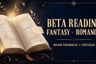 beta read your fantasy and romance novel and provide critique inline feedback