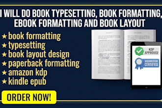 do book typesetting, book formatting, ebook formatting and book layout