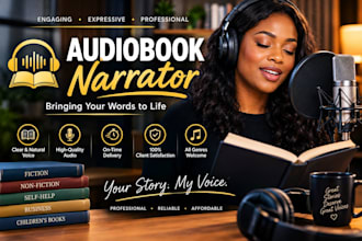 be professional audiobook narrator with a clear and engaging voice