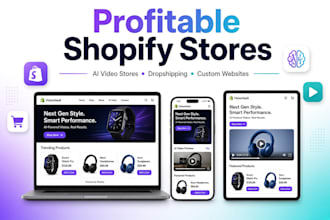 build profitable ai video shopify store, dropshipping store or shopify website