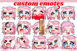 draw twitch emotes, chibi emotes vtuber emote animated emote for streamers