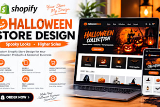 design halloween shopify store website redesign christmas tshirt dropshipping